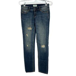 Aeropostale Bayla Skinny Jeans Distressed Medium Wash Denim Womens Size 0 Reg
